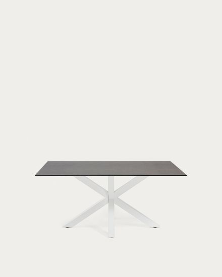 Argo Стол обеденный с белыми ножками из стали и керамической столешницей Iron Moss 160x90