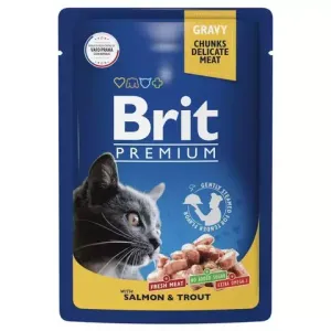 Набор паучей для кошек Brit Premium, Рыбное меню в соусе и желе, 14 шт х 85г