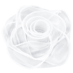 Лента декоративная (4 см*4,57 м) Органза с леской и бусинами, Белый, 1 шт., 6233772