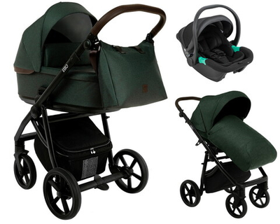 Детская коляска Roan Esso 3 в 1 с автокреслом Pituso Santiso Pro Black ESS113/1 Dark Green/Black
