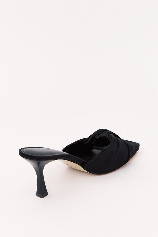 Мюли из сатина на каблуке, черный