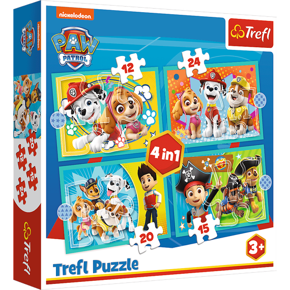 Puzzle - &quot;4in1 (12, 15, 20, 24)&quot; - Happy Paw Patrol team / Viacom