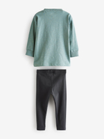 Лонгслив и легинсы в комплекте для мальчика Next 650-024, Зеленый, Черный