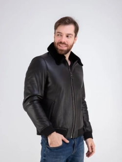 Дубленка мужская натуральная зимняя овчина бомбер Турция