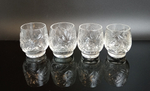 Стопки хрустальные набор из 4 штук, алмазная грань, геометрический орнамент, 100 мл, винтаж СССР 1970-1990 гг