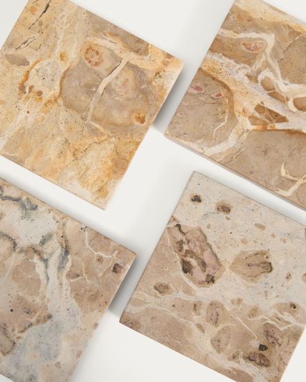 Набор из 4 квадратных подставок Malder из бежевого мрамора