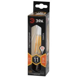 Лампа светодиодная ЭРА F-LED BXS-11W-827-E14 11Вт филамент свеча на ветру теплый белый свет Е14 | Филаментные декоративные