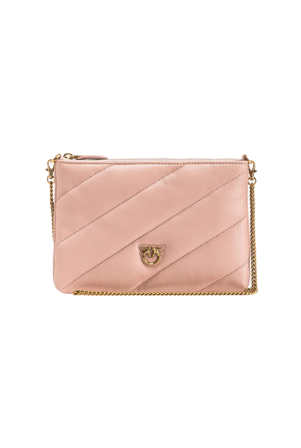 QUILTED NAPPA LEATHER FLAT BAG – pink/dusty pink-antique gold
