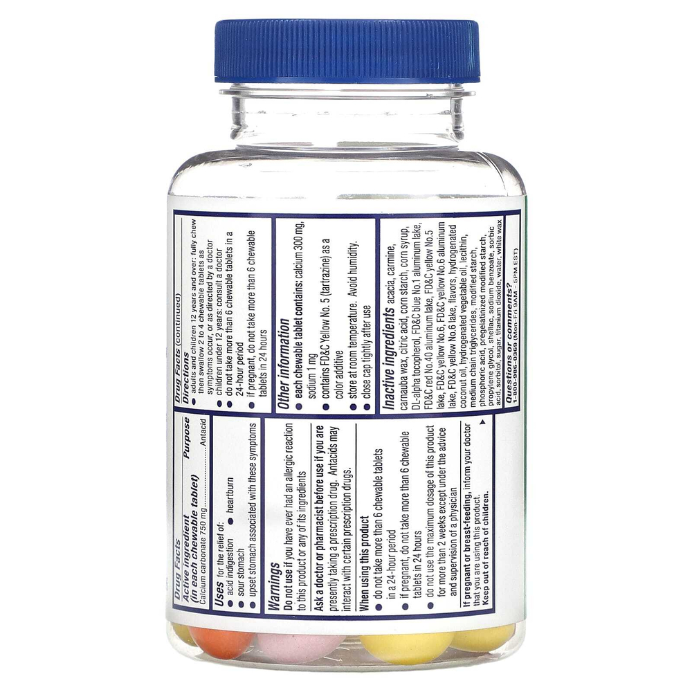 Alka-Seltzer, Жевательные таблетки для облегчения изжоги, с повышенной силой действия, фруктовое ассорти, 750 мг, 66 жевательных таблеток