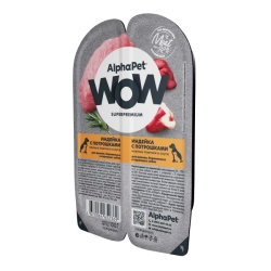 ALPHA PET WOW Влажный корм для щенков с индейкой и потрошками 0,1 кг