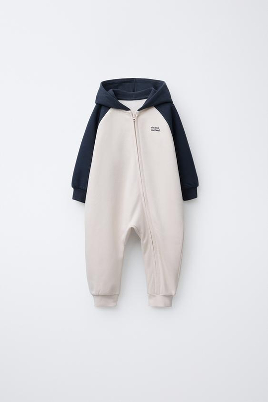 ZARA КОМБИНЕЗОН С КОНТРАСТНЫМИ ЦВЕТНЫМИ БЛОКАМИ, СИНИЙ