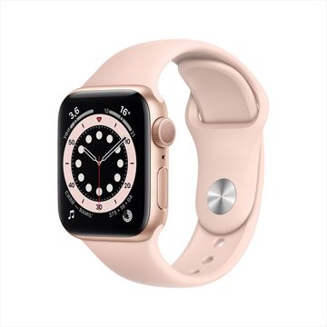 Купить Apple Watch Series 6, 40 мм, корпус из алюминия золотого цвета, спортивный ремешок цвета «розовый песок»