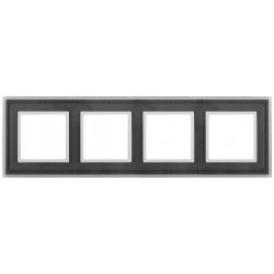 14-5104-00 ЭРА Рамка на 4 поста, стекло, Эра Elegance, прозрачный+бел