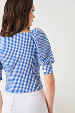 22840 Блузка женская (синий клетка)