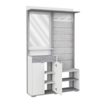 Прихожая с зеркалом и полками комплект мебели Белое сияние/Цемент светлый Акцент №1 120х32х196 см