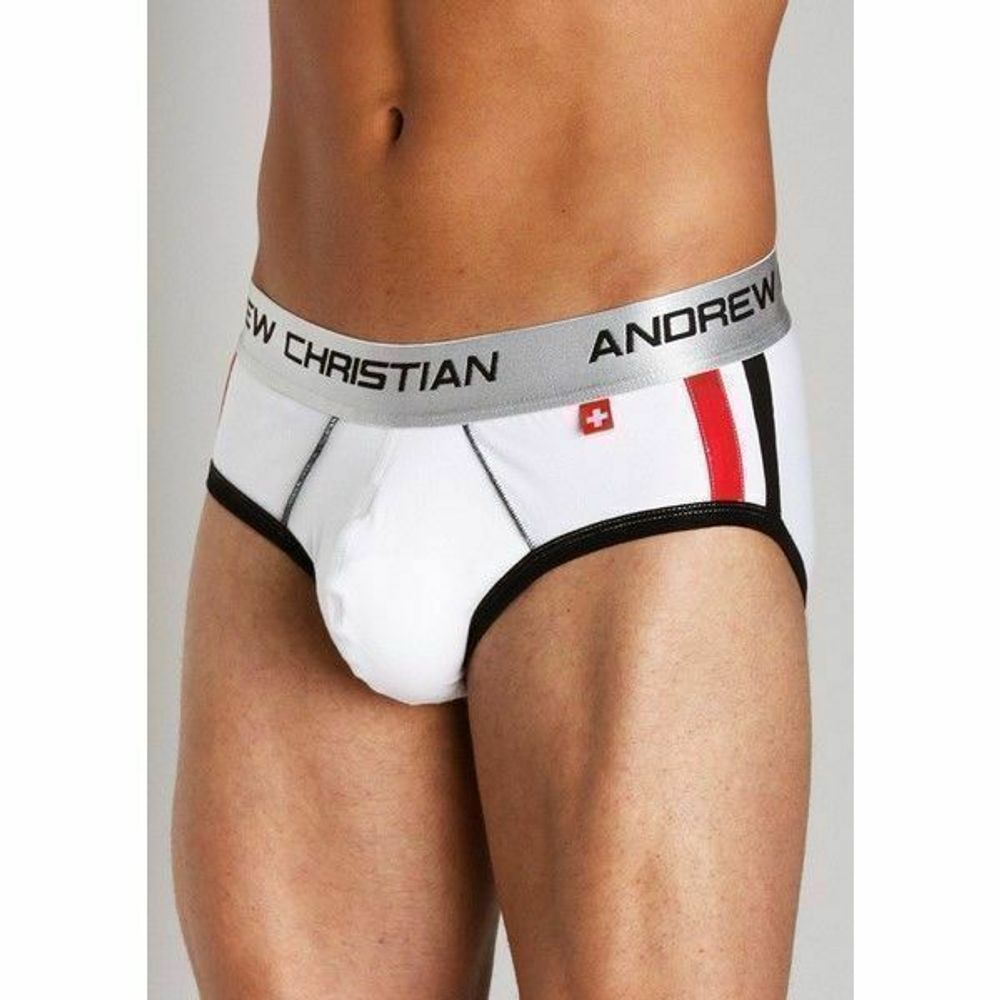 Мужские трусы брифы белые с пуш-ап Andrew Christian Shock Jock Racer Brief White