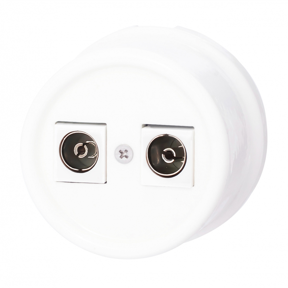 Розетка телевизионная двойная, оконечная, пластик, цвет белый B1-306-21