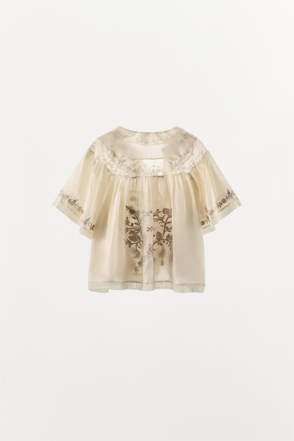 ZARA ТОП В РОМАНТИЧЕСКОМ СТИЛЕ С ВЫШИВКОЙ, ЭКРЮ