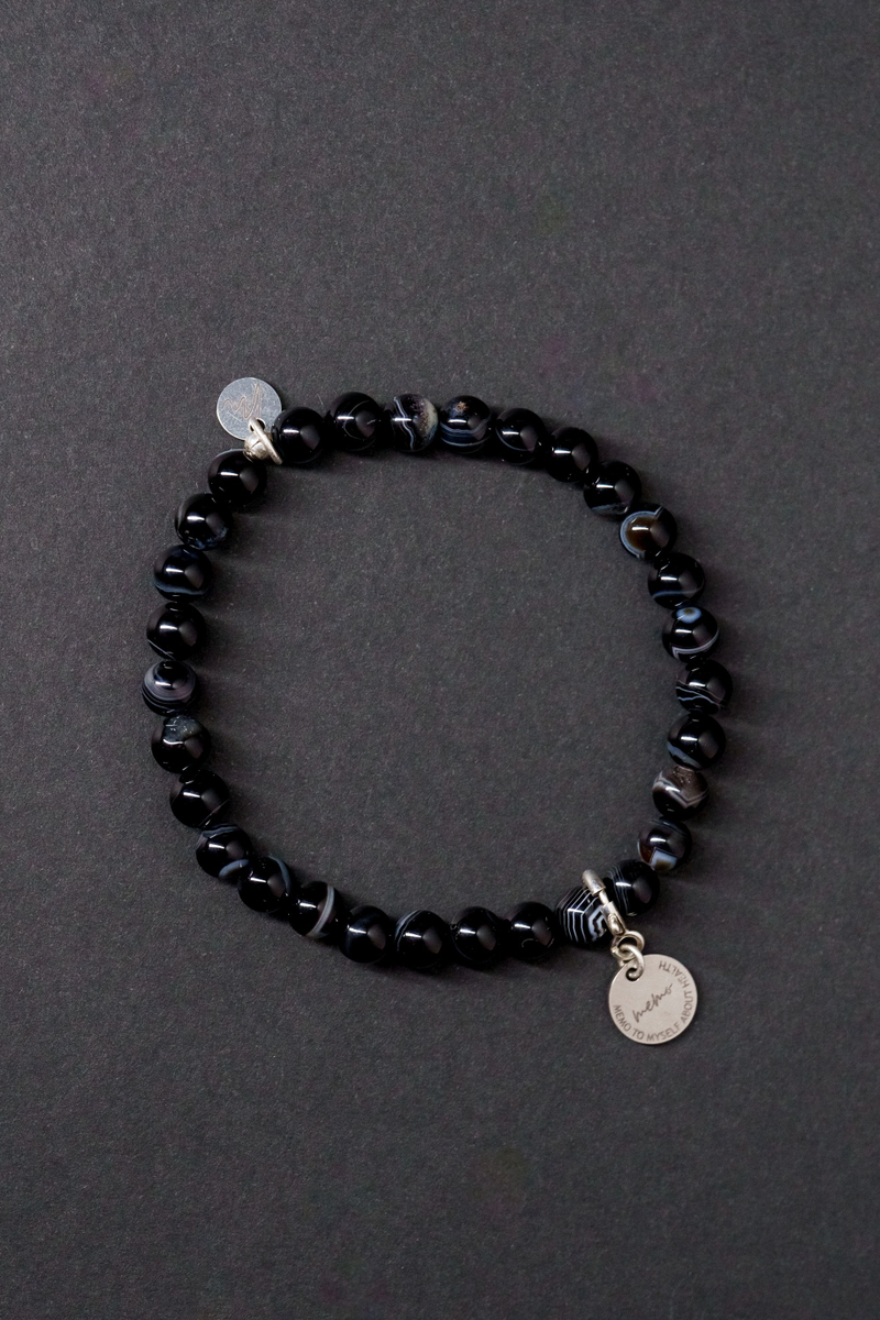 Браслет "Memo about Balance" из агата 6 мм с подвеской