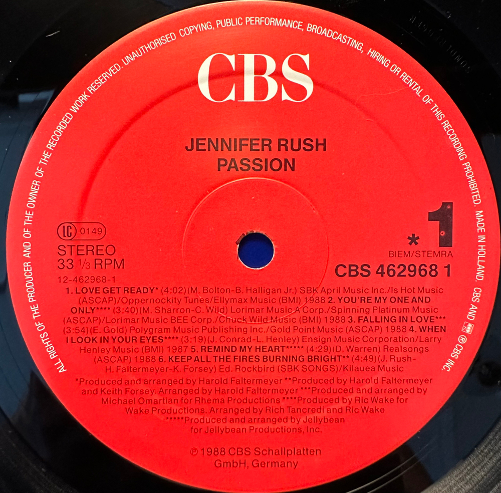 Jennifer Rush - Passion (Голландия 1988г.)