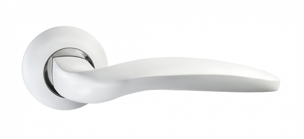 Ручка круг Пуэрто 519-08 MSW/CP, цвет супер белый матовый/хром алюминий (гарантия - 8 лет)