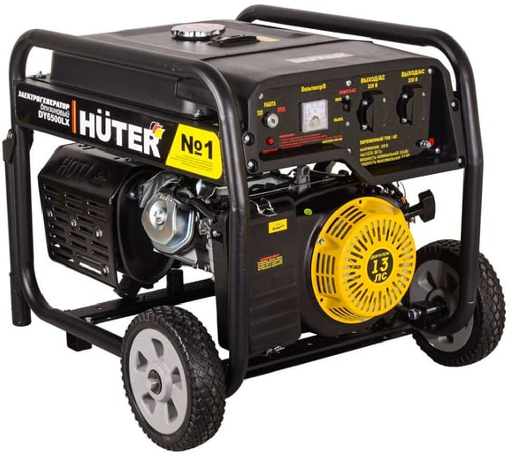 Электрогенератор Huter DY6500LX с колёсами и аккумулятором 64/1/15