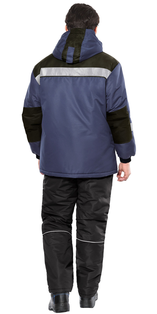 Куртка зимняя "Комфорт" удлиненная т.синяя с черным и СОП 50 мм, тк. Таслан (ЧЗ)