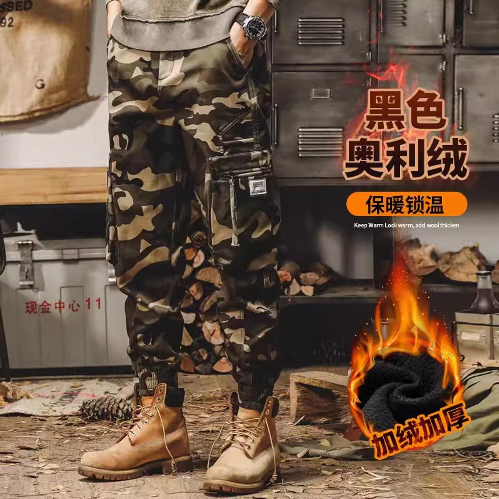 Американские камуфляжные повседневные брюки мужские весенне-осенние свободные прямые карманы, большие карманные тренды ретро десантники брюки