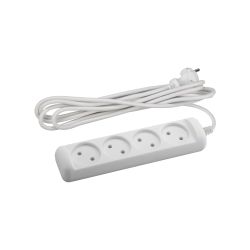 Удлинитель электрический ЭРА UX-4-3m без заземления 4 розетки 3м ПВС 2 x 0,75 мм2 6А белый | Бытовые удлинители