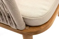 "Лион" стул плетеный из роупа, основание дуб, роуп бежевый круглый, ткань бежевая 035