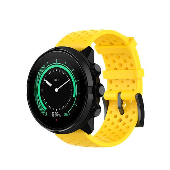 Силиконовый дышащий ремешок Suunto 24 mm для 9 / 9 Baro / 7 / D5 / Spartan Sport быстросъемный (Athletic 1) короткий (Желтый)