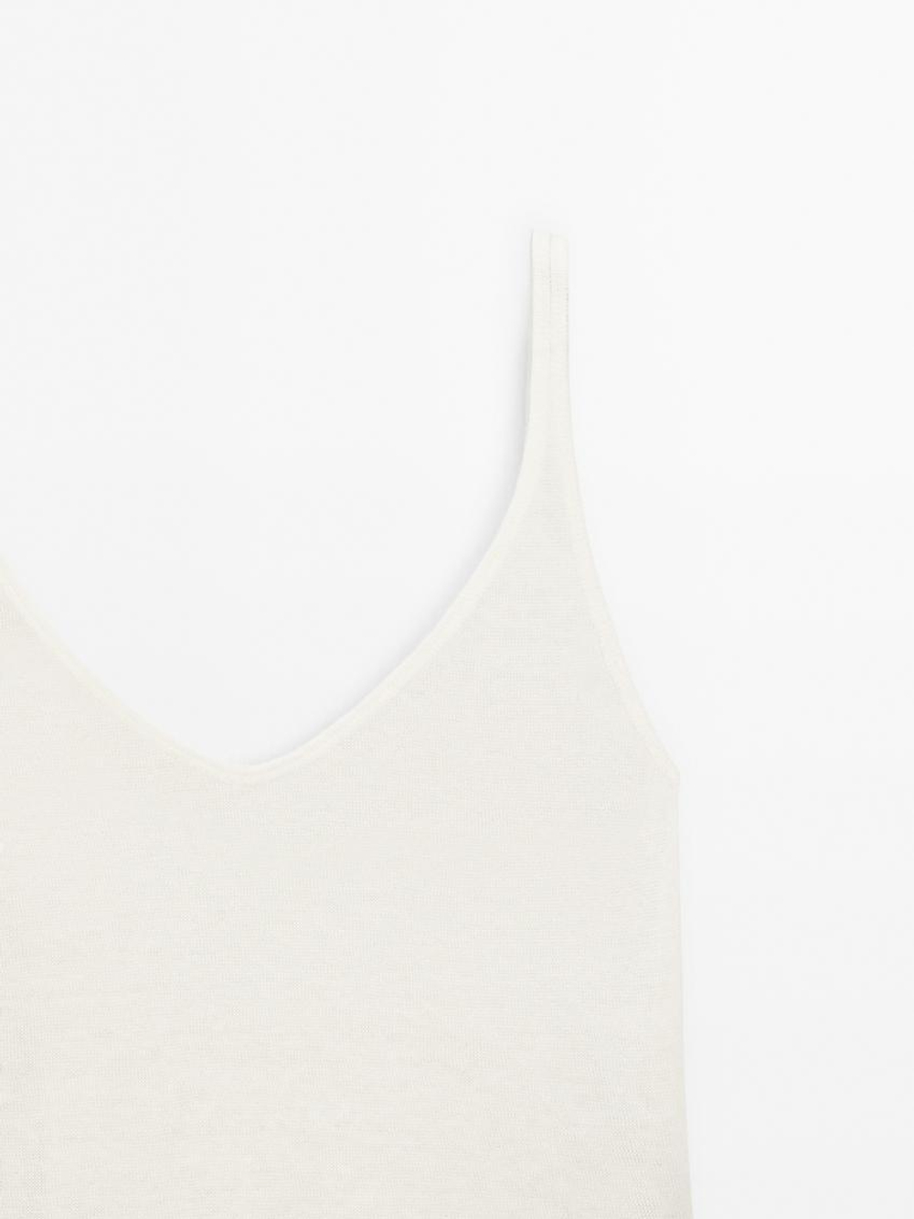 Massimo Dutti Топ из 100% льна с волнистой кромкой по низу, натуральный, кремовый