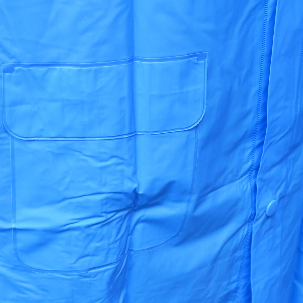 Дождевик детский (8-10 лет) синий ПВХ с капюшоном (на кнопках) Komfi