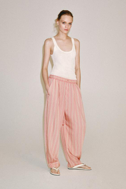 ZARA БРЮКИ-БАЛЛОНЫ В ПОЛОСКУ — ZW COLLECTION, РОЗОВЫЙ/БЕЛЫЙ