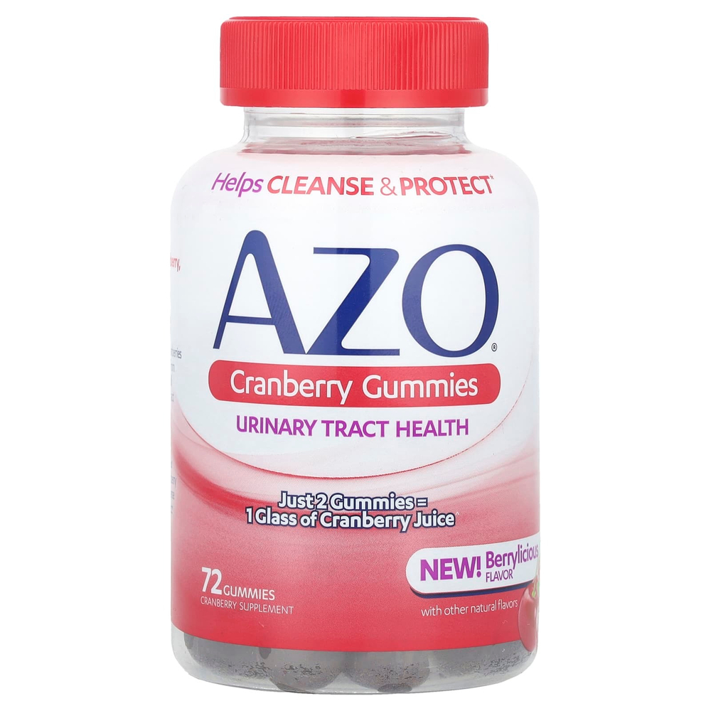AZO, Клюквенные жевательные мармеладки, ягодные, 72 жевательные мармеладки (250 мг в 1 жевательной мармеладке)