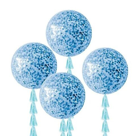 Большой шар сфера с синим конфетти - 60 см