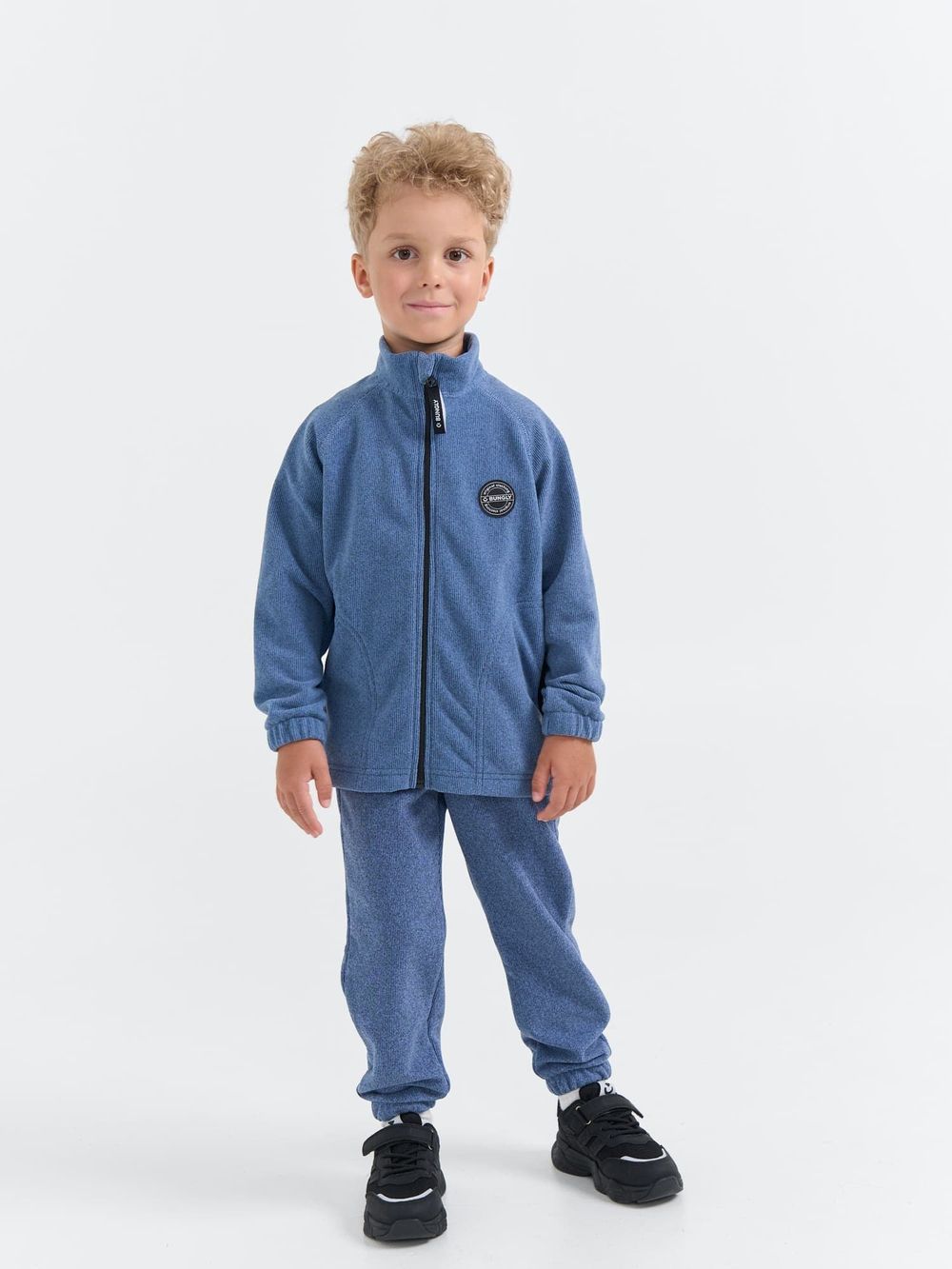 Олимпийка на молнии "Деним" из фактурного флиса