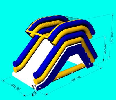 Надувная герметичная водная горка «АкваГлайд» ПВХ 0,9 мм, 4х2х3.2 м