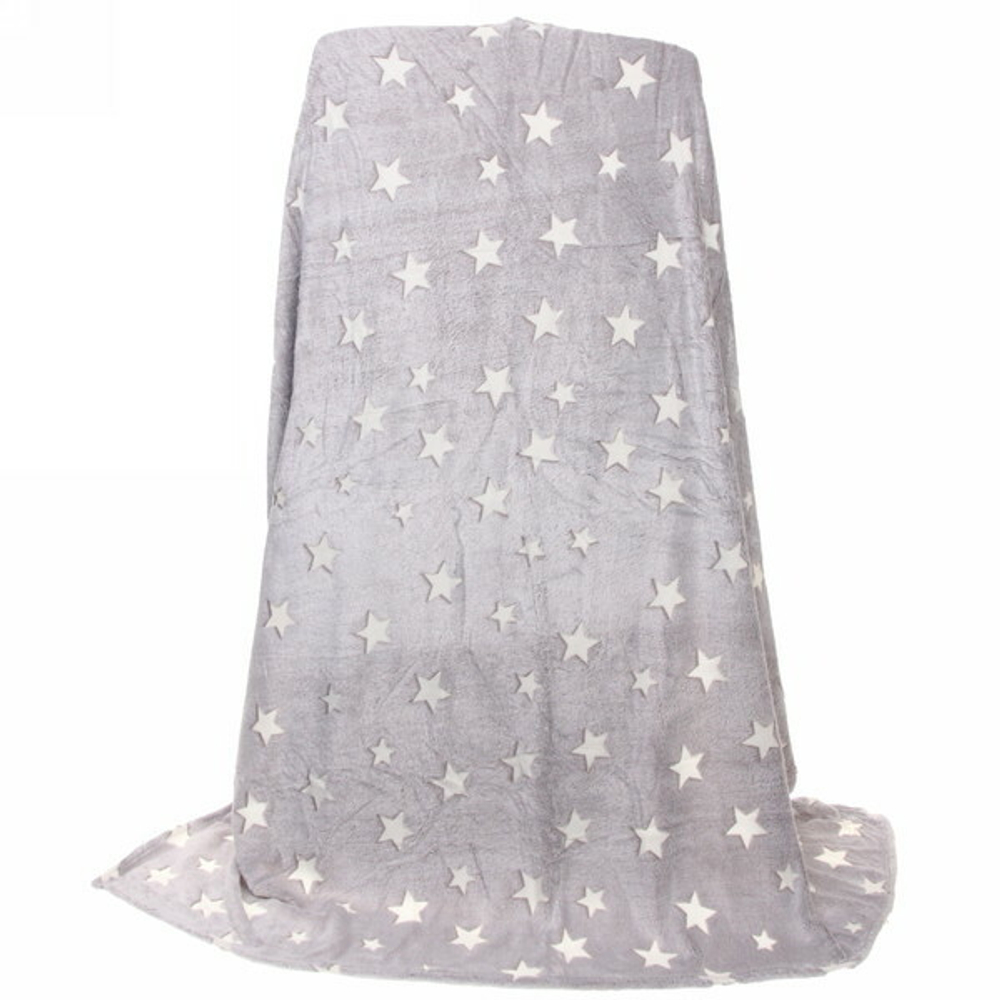 Плед 150*200см «Neon-Звезды» светящийся, цвет серый, микрофлис Ультрамарин