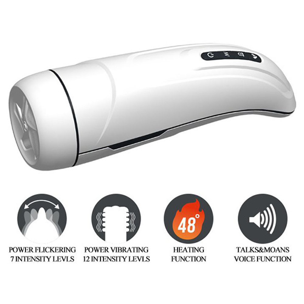 Вибромастурбатор 26см с функцией нагрева и подвижным язычком Baile Marissa BM-00900T73Z