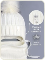 Шапка для девочки зимняя вязаная и снуд