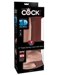 Телесный фаллоимитатор на присоске 9  Triple Density Cock with Balls - 24,1 см.