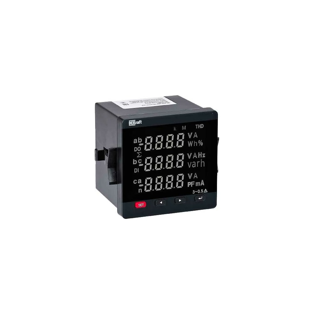 Цифровой мультиметр DEKraft МТ-72D, 72x72 мм, трехфазный, вход 600 В, 5 А, RS485, LCD-дисплей 51412DEK