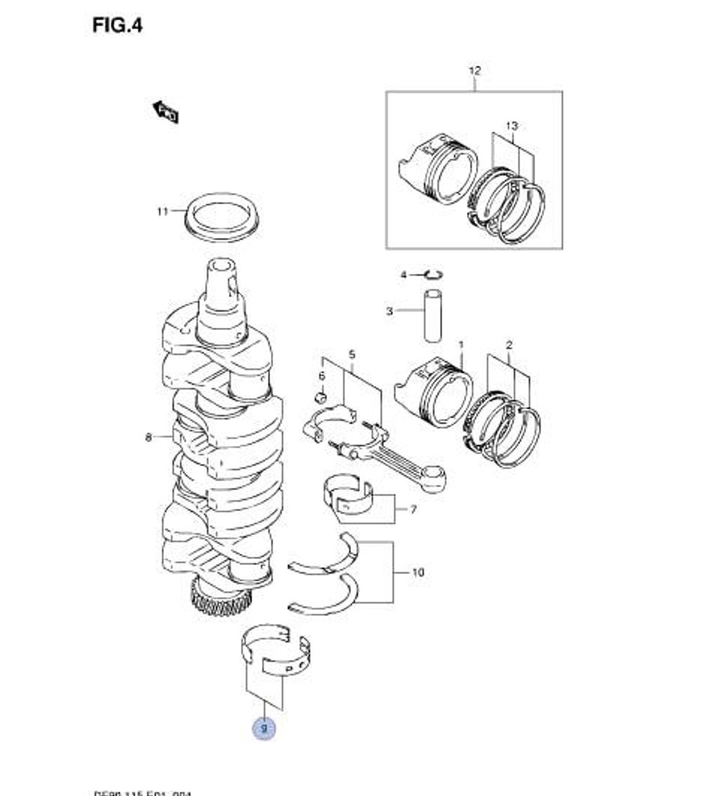 Вкладыш коренной (чёрный) 12340-85FB3-0A0