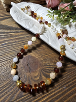 Комплект украшений авторский из натуральных камней. Колье и браслет "Ранняя осень". Бижутерия на шею, на руку для женщин, девушек. Летнее женское украшение