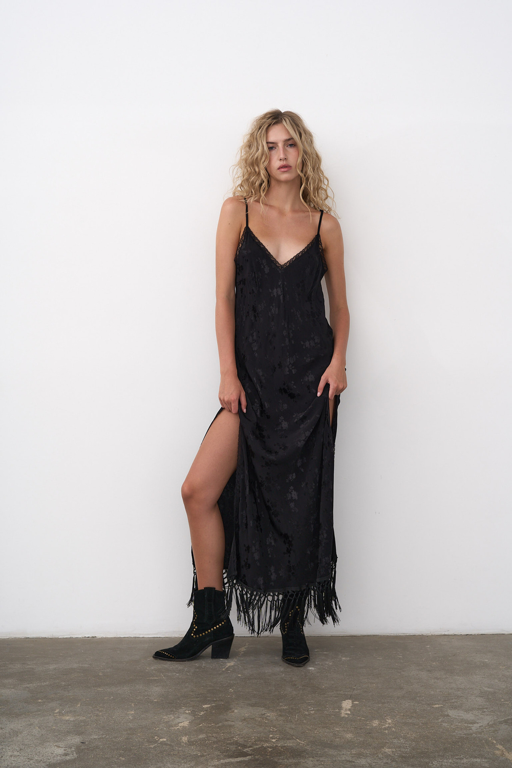 Платье-комбинация из жаккардового шелка с бахрамой