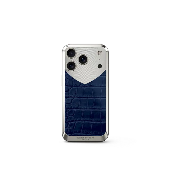 Чехол для iPhone 17 на магните - Натуральная кожа Аллигатора - Синий