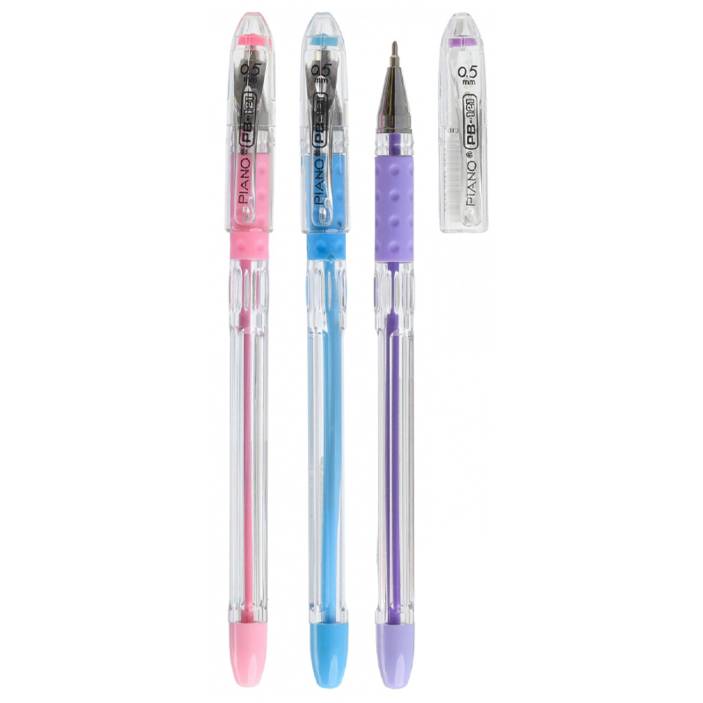 Ручка шариковая, масляная, Piano, синие чернила, серия "Color", прозрачный корпус, 50 шт