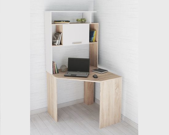 Стол письменный  КВАРТЕТ-12 дуб сонома / белый с тиснением поры дерева