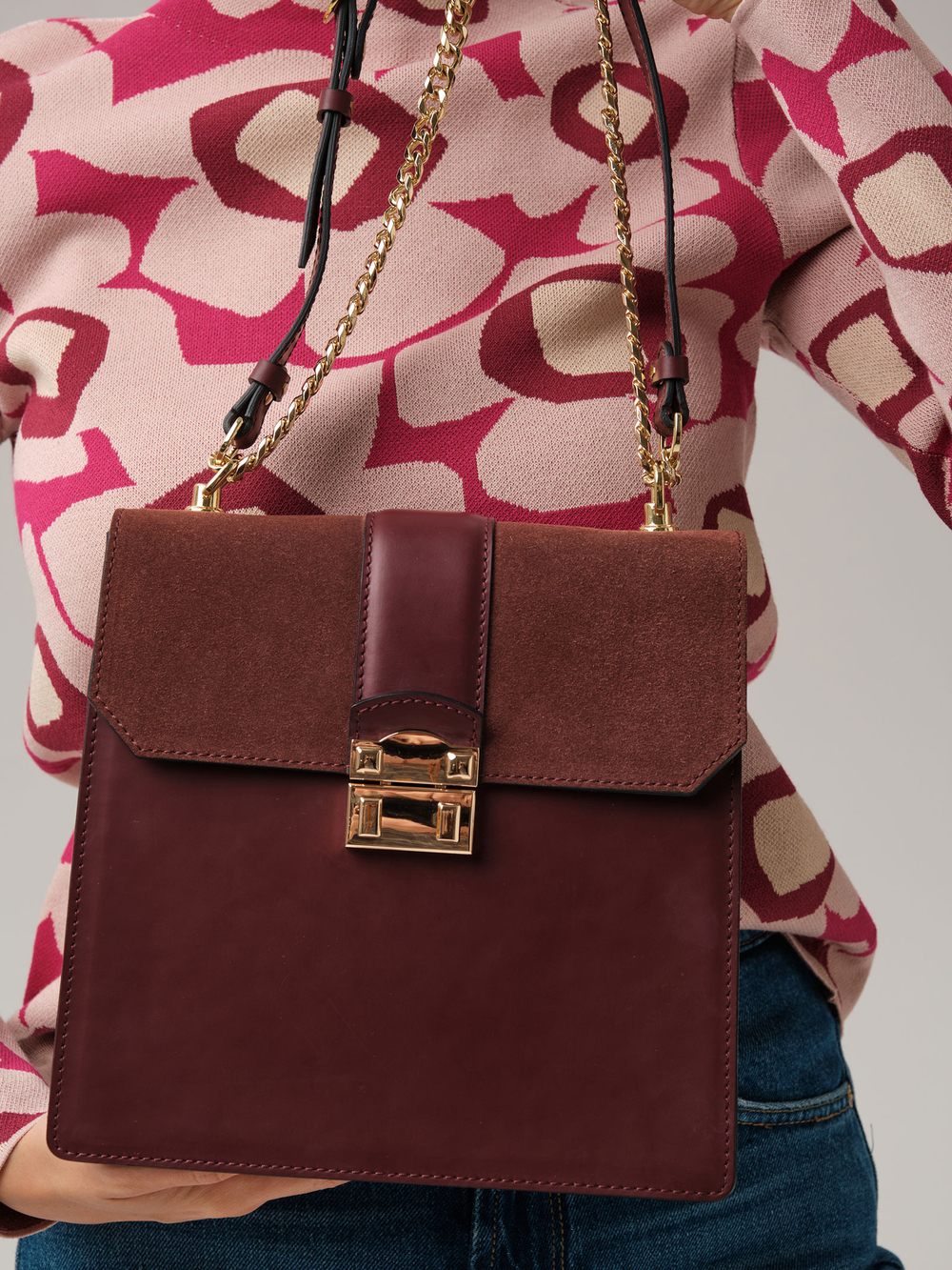 Кожаная сумка Deboro 30547 бордовый бархат